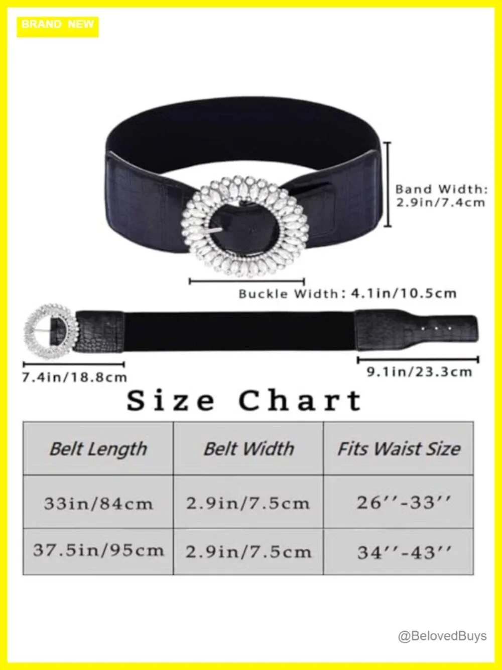 Rhinestone Wide Waist Belt Elastic Stretchy Cinch Belt for Women with Sparkle